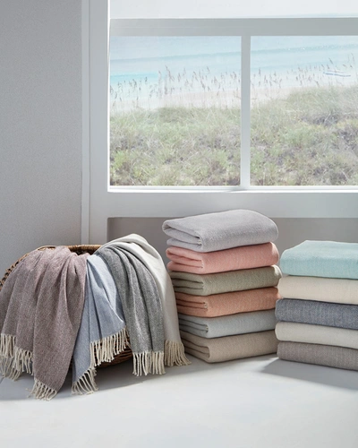 SFERRA BRUSHED COTTON HERRINGBONE-WEAVE THROW, 51" X 71"