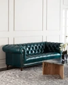 Massoud Davidson 94" Tufted Seat Chesterfield Sofa In Whiskey