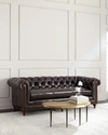 Massoud Davidson 94" Slab Seat Chesterfield Sofa In Whiskey