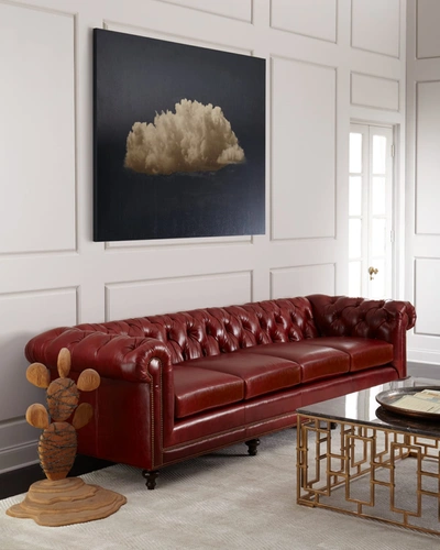 Massoud Davidson 119" Four-cushion Chesterfield Sofa In Cigar