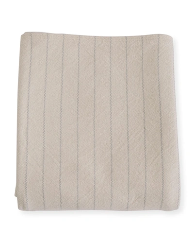 Evangeline Linens Pinstripe Herringbone Cotton King Blanket, Classic Gray In Classic Grey
