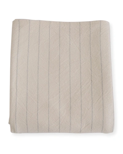 Evangeline Linens Pinstripe Herringbone Cotton Twin Blanket, Classic Gray In Classic Grey