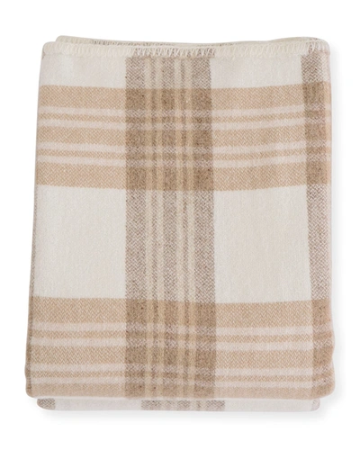 Evangeline Linens Plaid Merino Wool Twin Blanket, Harvest Plaid