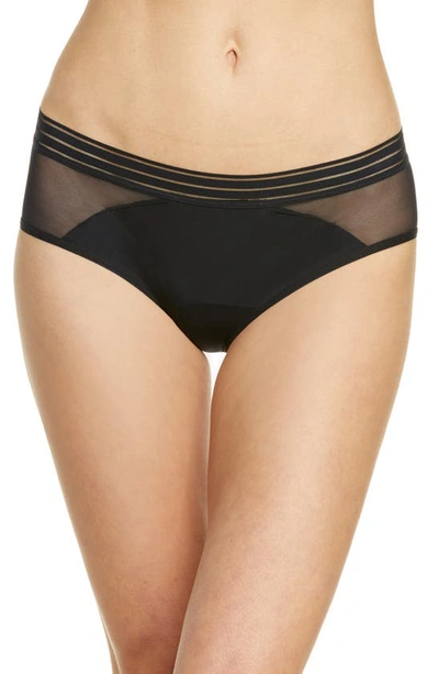 Saalt Period & Leakproof Regular Absorbency Mesh Hipster Panties In Volcanic Black