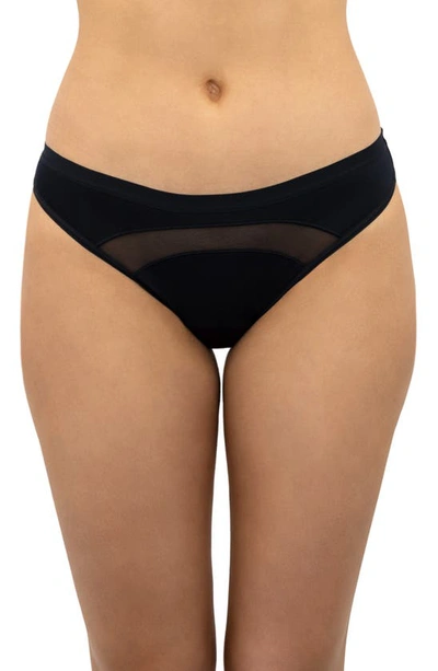 Saalt Leak Proof Elemental Mesh Bikini In Volcanic Black
