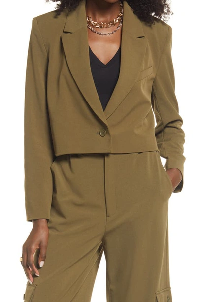 Open Edit Crop Blazer In Olive Dark