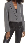 Open Edit Crop Blazer In Grey Medium Charcoal Heather
