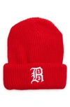 R13 Skully Embroidered Logo Beanie In Red