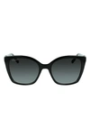 Ferragamo Gancini 54mm Modified Rectangle Sunglasses In Black