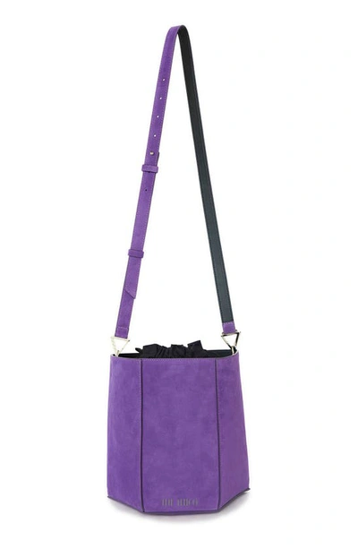 Attico Geometric Suede Shoulder Bag In Purple
