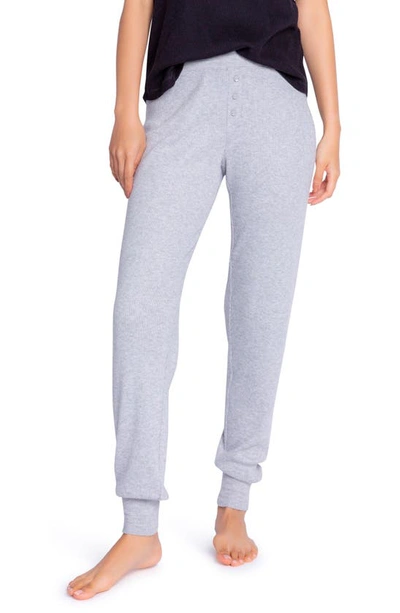 Pj Salvage Textured Essentials Ribbed Jogger Pants In Heather Grey