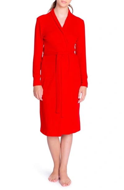 Pj Salvage Textured Essentials Ribbed Knit Robe In Red