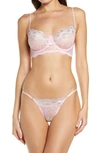 Coquette Underwire Lace Bra & Thong Set In Pink