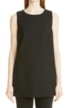 Max Mara Stretch Wool Tunic Top In Nero