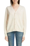 Acne Studios Keve Face Patch Wool Cardigan In Oatmeal Melange