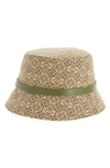 Loewe Leather-trim Jacquard-canvas Bucket Hat In Green/avocado Green