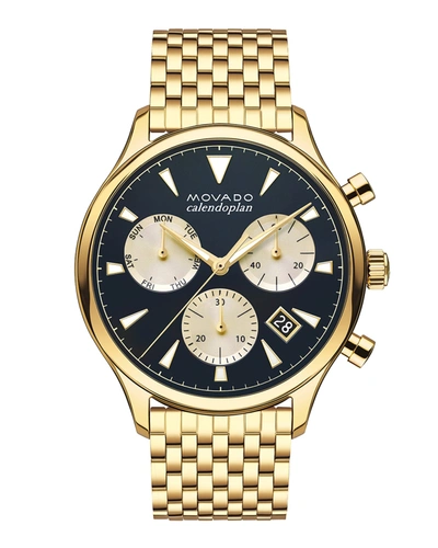 Movado Men's Heritage Series Calendoplan Bracelet Watch, Gold