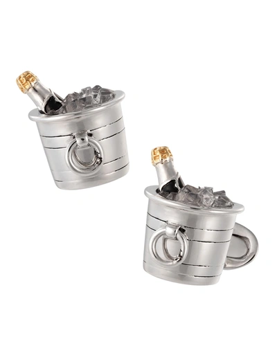 Jan Leslie Sterling Silver %26 Crystal Quartz Champagne Bucket Cuff Links