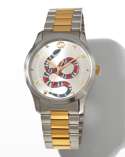 Gucci Men's Snake Yellow Gold Pvd-trim Bracelet Watch