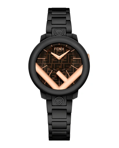 Fendi Men's 28mm Ip Black Bracelet Watch W/ Ff Motif