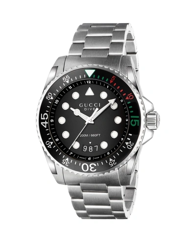 Gucci 45mm  Dive Stainless Steel Bracelet Watch