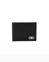 Ferragamo Men's Revival Gancini Bi-fold Leather Wallet, Black/red
