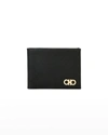 Ferragamo Men's Revival Gancini Bi-fold Leather Wallet With Window, Black