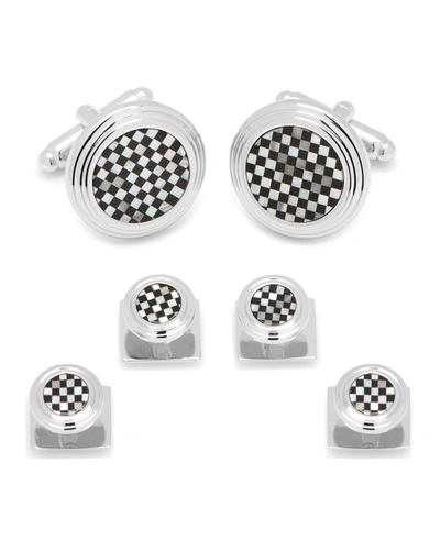 Cufflinks, Inc Checkered Onyx %26 Mother-of-pearl Cuff Links %26 Studs Set