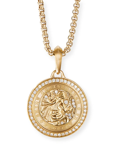 David Yurman Men's 26.5mm Gold St. Christopher Amulet With Diamonds