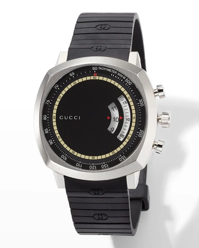 Gucci Men's  Grip 40mm Square Chronograph Watch With Rubber Strap