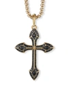 David Yurman Men's 18k Yellow Gold %26 Black Diamond Gothic Cross Amulet Enhancer