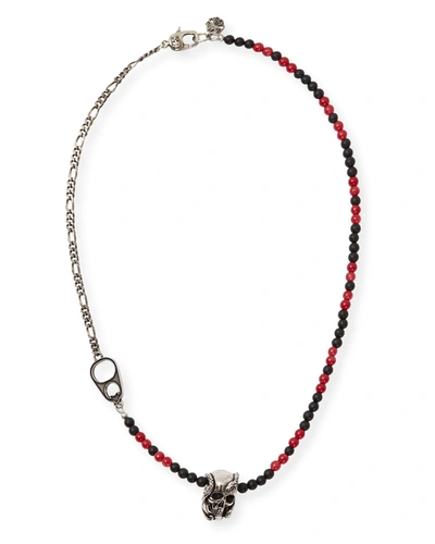 Alexander Mcqueen Men's Beads %26 Skull Short Chain Necklace