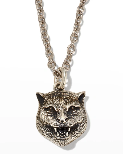 Gucci Feline Head Sterling Silver Necklace