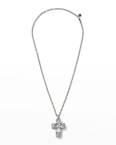 Gucci Men's Sterling Silver Cross Necklace W/ Synthetic Stones