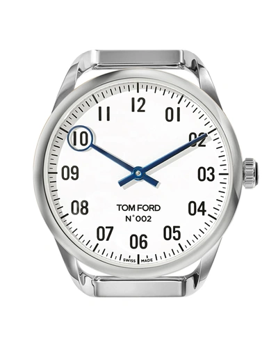 Tom Ford Men's Round Polished Stainless Steel Case, White Dial, Large