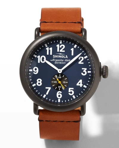 Shinola Men's 47mm Runwell Sub-second Leather Watch
