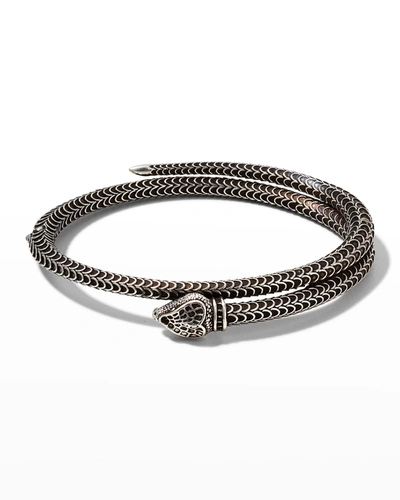 Gucci Men's Garden Snake Aged Silver Wrap Bracelet