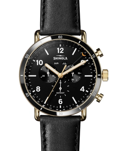 Shinola Men's 45mm Canfield Sport 3-eye Chrono Watch W/ Leather Strap