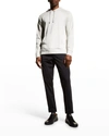 Vince Men's Colorblock Double-knit Hoodie In Lt H Greyh White
