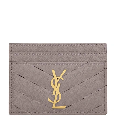 Saint Laurent Monogram Matelassé Joan Card Holder In Grey