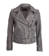 Allsaints Balfern Leather Biker Jacket In Cement Grey