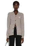 Comme Des Garçons Play White Heart Cardigan In Grey