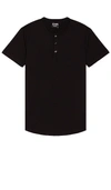 Cuts Trim Fit Short Sleeve Henley In Black