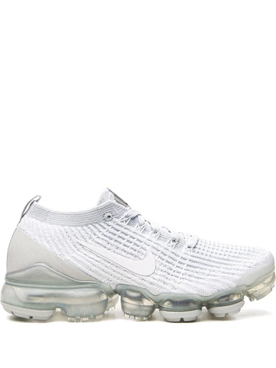 Nike White Air Vapormax Flyknit 3 Sneakers In White/pure Platinum/metallic Silver/white