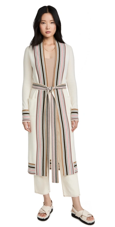 Madeleine Thompson Cassiopeia Long Knitted Cardigan In Cream