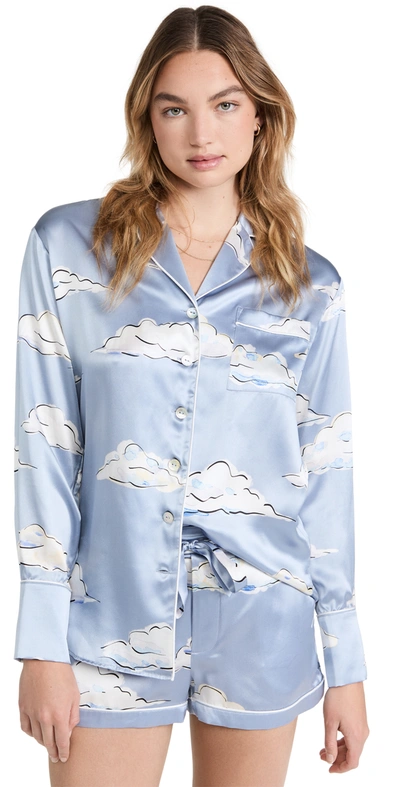 Olivia Von Halle Alba Metamorphoses Cloud-print Pyjama Set In Blue