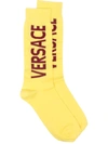 VERSACE CONTRAST LOGO STRETCH-COTTON SOCKS