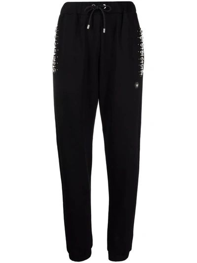 Philipp Plein Crystal Iconic-plein Track Pants In Black