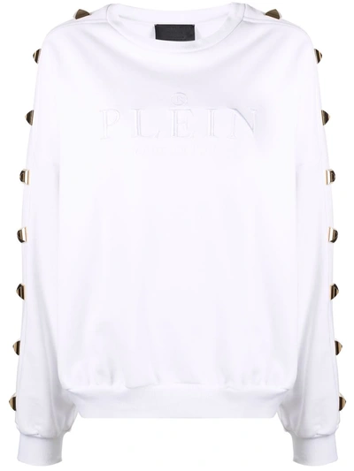 Philipp Plein Studded Cotton Sweatshirt In White