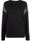 PHILIPP PLEIN CRYSTAL ICONIC COTTON SWEATSHIRT